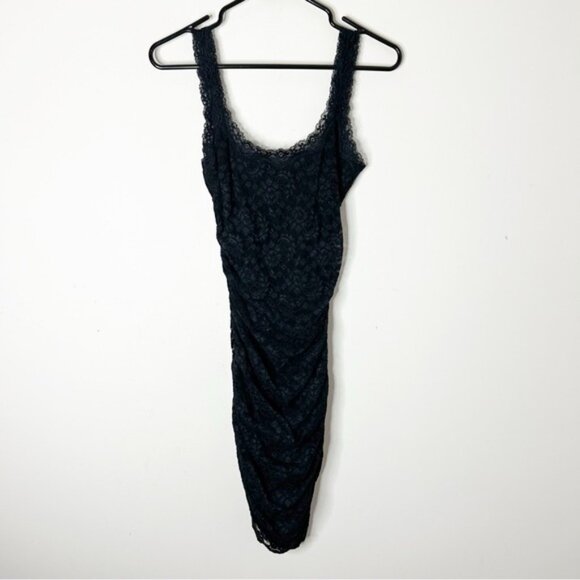 Victoria's Secret Moda Lace Ruched Mini Bodycon Dress Black Cocktail Y2K XS - Picture 13 of 16
